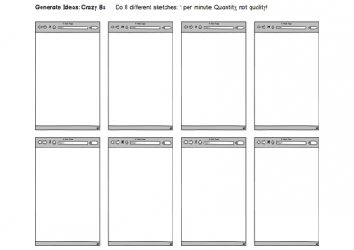 Template for crazy 8s sketching